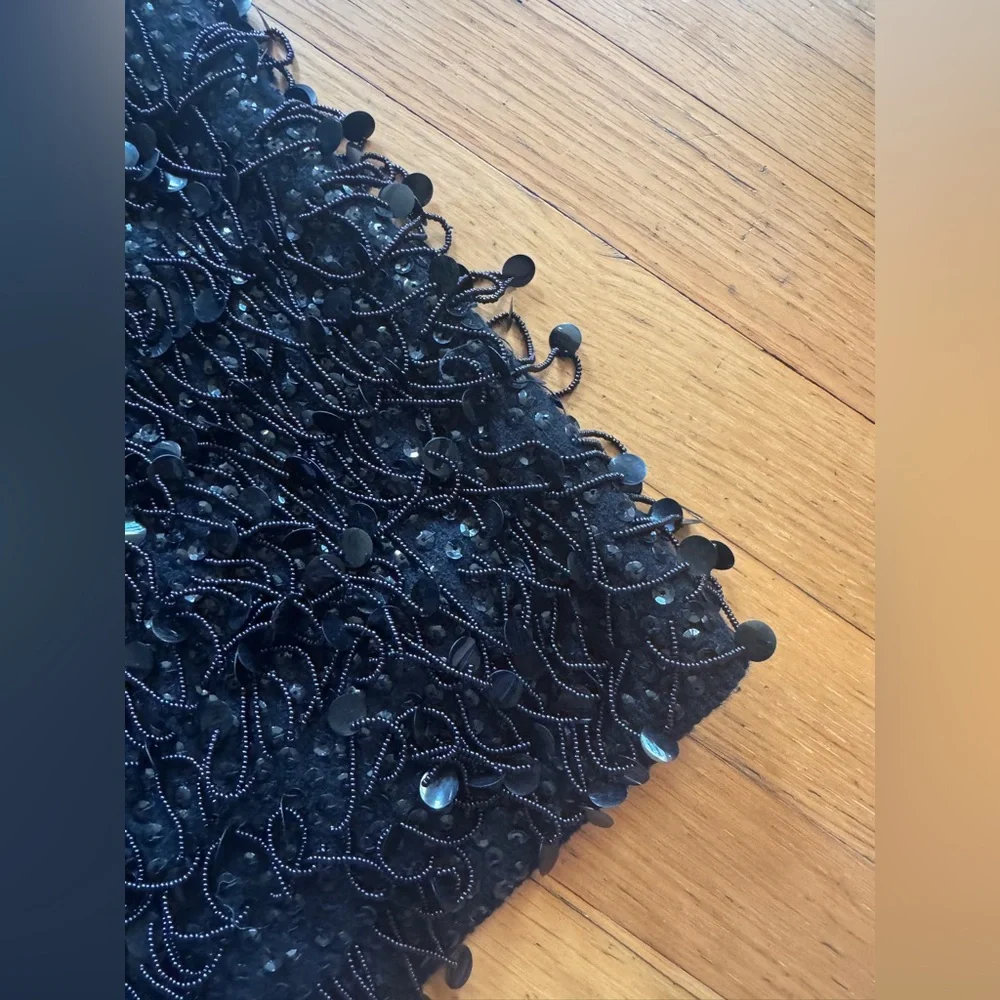 60s Vintage Black Sequin Knit Blouse and Skirt Set Medium - Picture 9 of 14